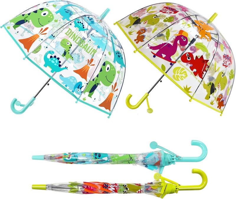 RONIARE 2 Pack Kids Clear Umbrellas for Rain Dome Bubble Umbrella Windproof for Toddler Boys Girls - Image 4